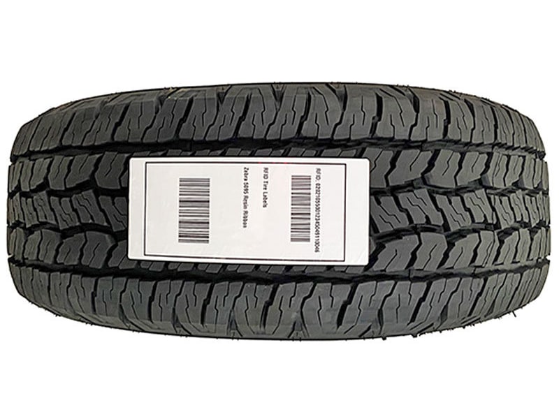 An RFID tread label applied to a tyre