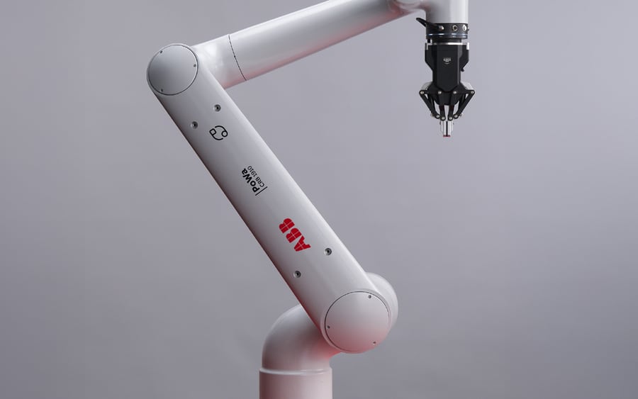 An ABB PoWa CRB 1910 collaborative robot fitted with a gripper